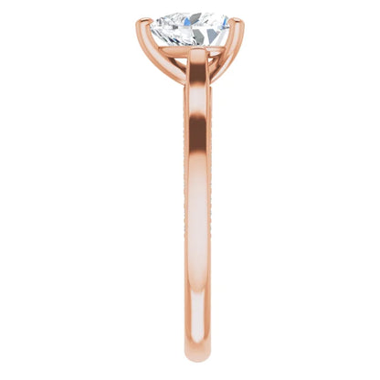 Heart Solitaire & Hidden Diamond Band Engagement Ring