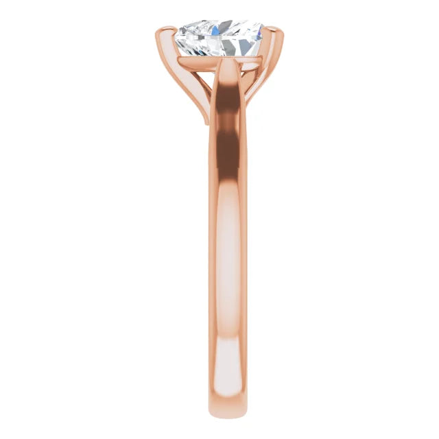 Heart Rose Gold Solitaire Moissanite Engagement Ring
