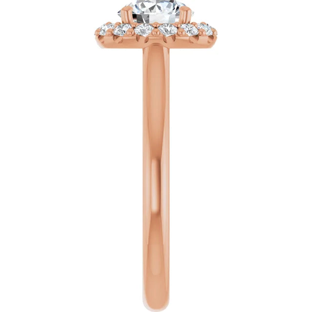 Round Brilliant Halo Solitaire Rose Gold Moissanite Engagement Ring 