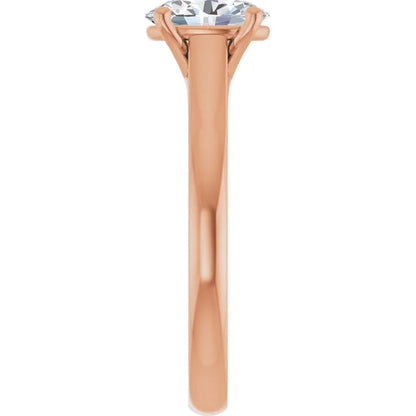 Four Claw Oval Rose Gold Solitaire Moissanite Engagement Ring