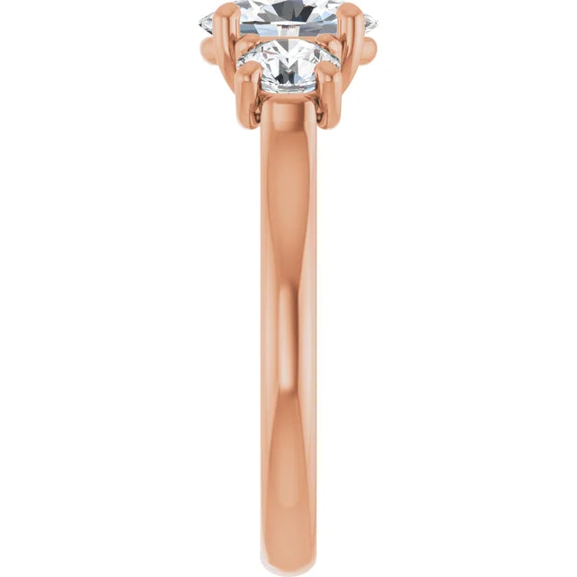 Oval Rose Gold Tri Stone Moissanite Engagement Ring