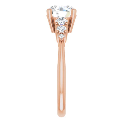 Round Brilliant Multi Stone Accent Style Engagement Ring