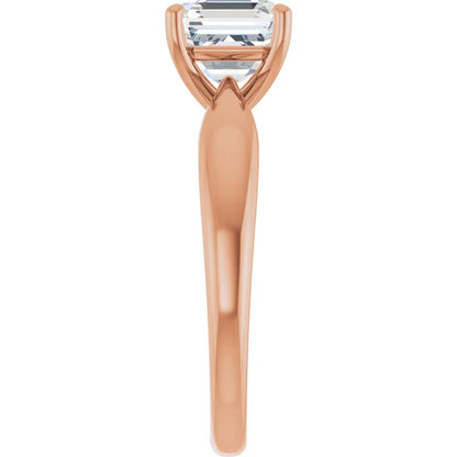 Asscher Rose Gold Solitaire Moissanite Engagement Ring 