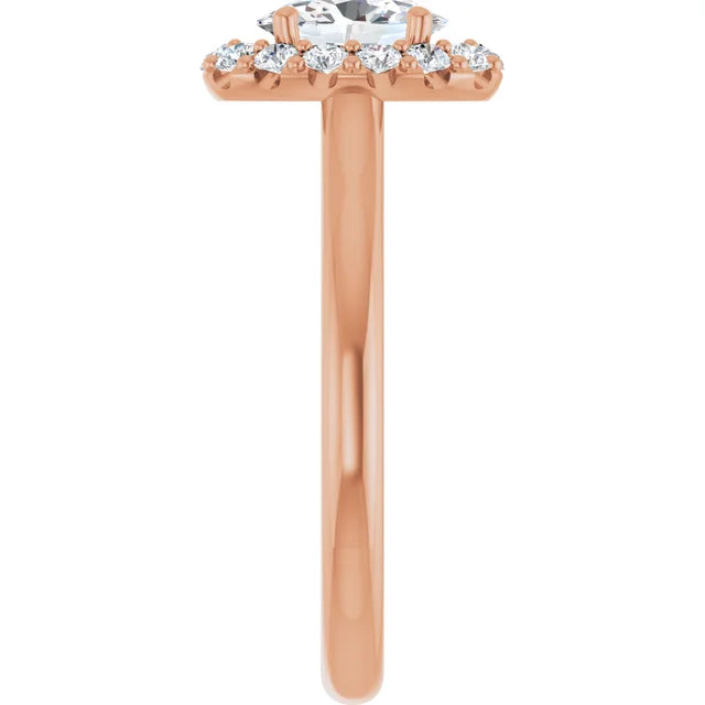 Oval Halo Solitaire Rose Gold Moissanite Engagement Ring 