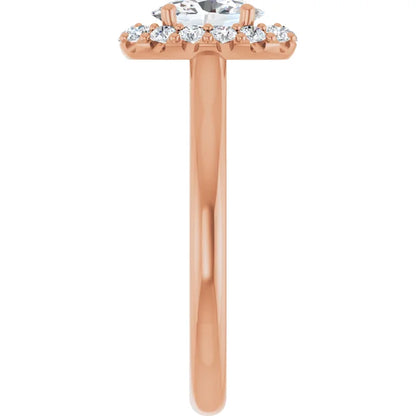 Oval Halo Solitaire Rose Gold Moissanite Engagement Ring 