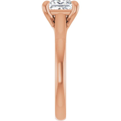 Four Claw Princess Solitaire Engagement Ring