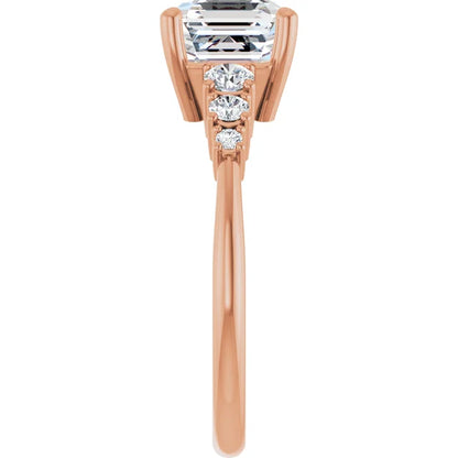 Asscher Multi Stone Accent Style Engagement Ring