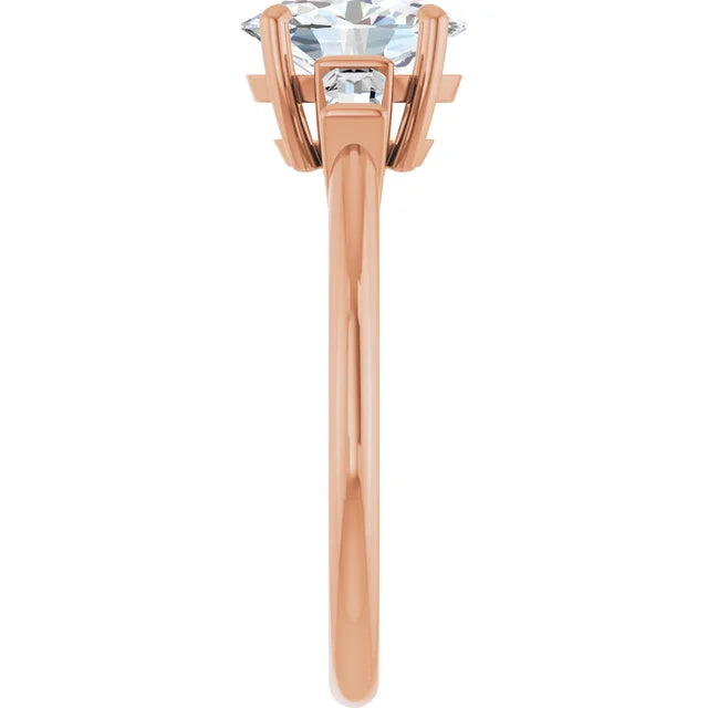 Oval Rose Gold Baguette Accent Moissanite Engagement Ring 
