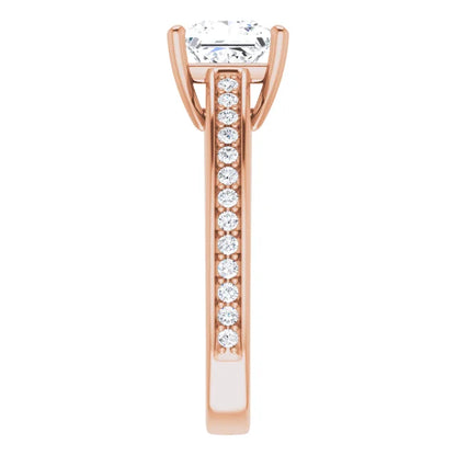 Princess Rose Gold Claw Set Style Moissanite Engagement Ring 