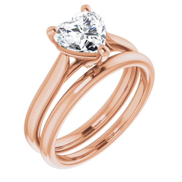 Heart Rose Gold Solitaire Moissanite Engagement Ring