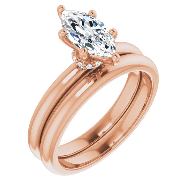 Marquise Rose Gold Solitaire Moissanite Engagement Ring