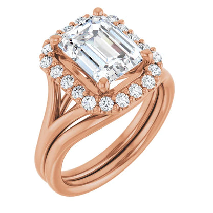 Emerald Halo Style Engagement Ring