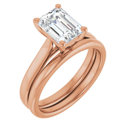 Four Claw Emerald Solitaire Engagement Ring