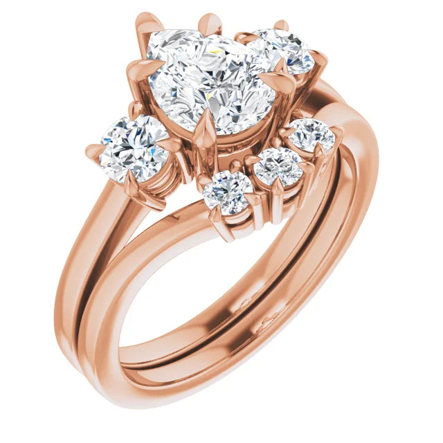 Pear Rose Gold Tri Stone Moissanite Engagement Ring 