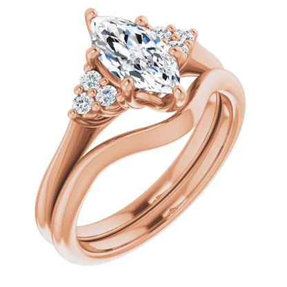 Marquise Rose Gold Accent Style Moissanite Engagement Ring 