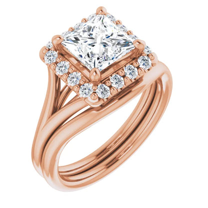 Princess Halo Style Engagement Ring