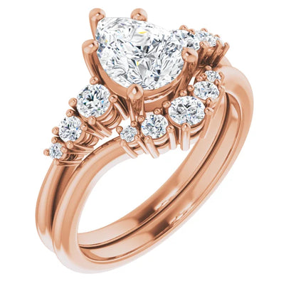 Pear Multi Stone Accent Style Engagement Ring