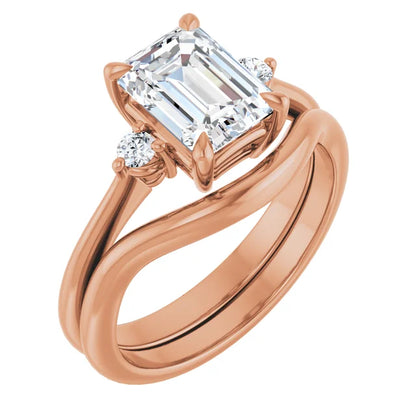 Emerald Accent Engagement Ring