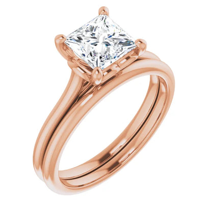 Four Claw Princess Solitaire Engagement Ring