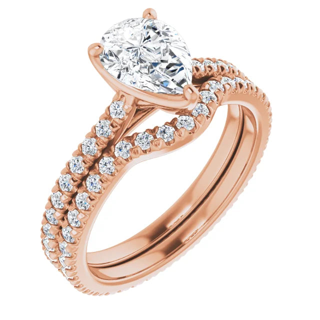Pear Claw Set Eternity Style Engagement Ring