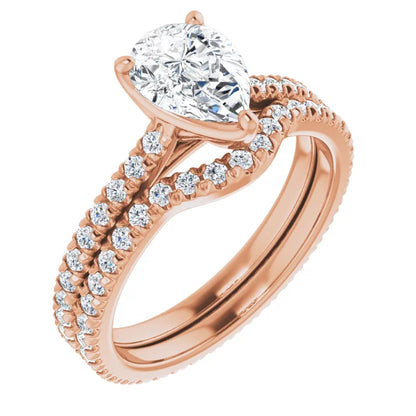 Pear Claw Set Eternity Style Engagement Ring