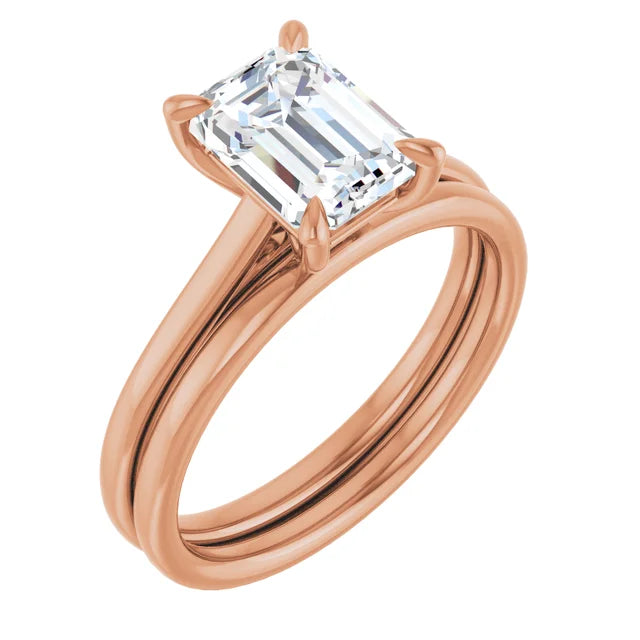 Four Claw Emerald Solitaire Engagement Ring