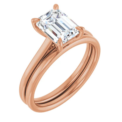 Four Claw Emerald Solitaire Engagement Ring