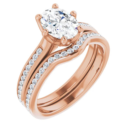 Oval Six Claw Channel Set Style Engagement Ring