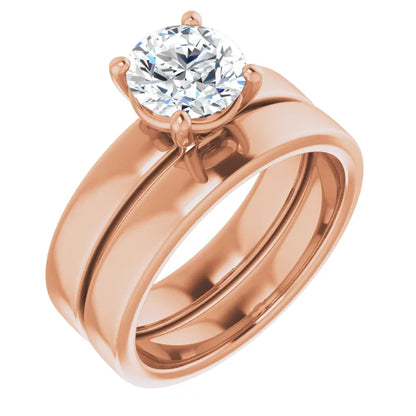 Round Brilliant Wide Band Solitaire Engagement Ring