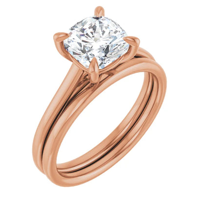 Four Claw Cushion Solitaire Engagement Ring