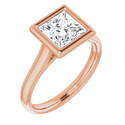 Princess Solitaire Bezel Engagement Ring