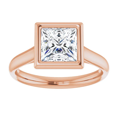 Princess Solitaire Bezel Engagement Ring