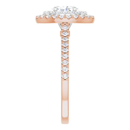 Oval Double Halo White & Rose Gold Lab Diamond Engagement Ring 