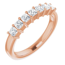 Seven Stone Princess Cut Moissanite Anniversary Band