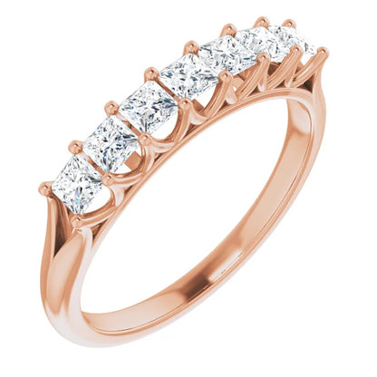 Seven Stone Princess Cut Moissanite Anniversary Band