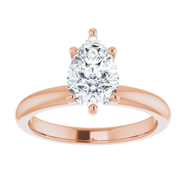 Pear Low Hidden Halo Solitaire Engagement Ring