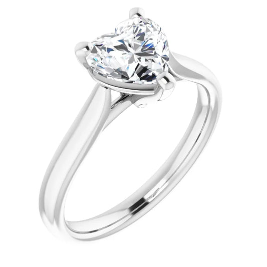 Three Claw Heart Solitaire Engagement Ring