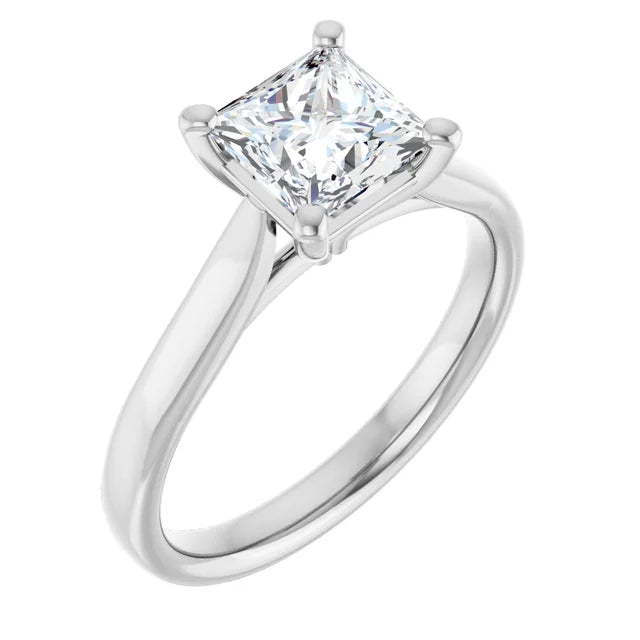 Four Claw Princess Solitaire Engagement Ring