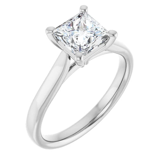 Four Claw Princess Solitaire Engagement Ring