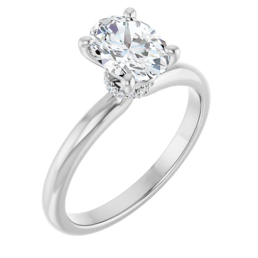 Oval White Gold Solitaire Moissanite Engagement Ring 