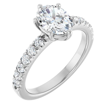 Oval Six Claw Set Style Engagement Ring