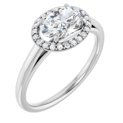 Oval East West Halo Style Engagement Ring