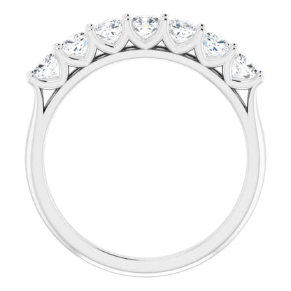 Seven Stone Cushion Cut Moissanite Anniversary Band