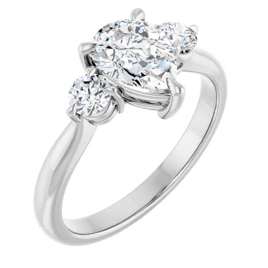Pear White Gold Tri Stone Moissanite Engagement Ring 