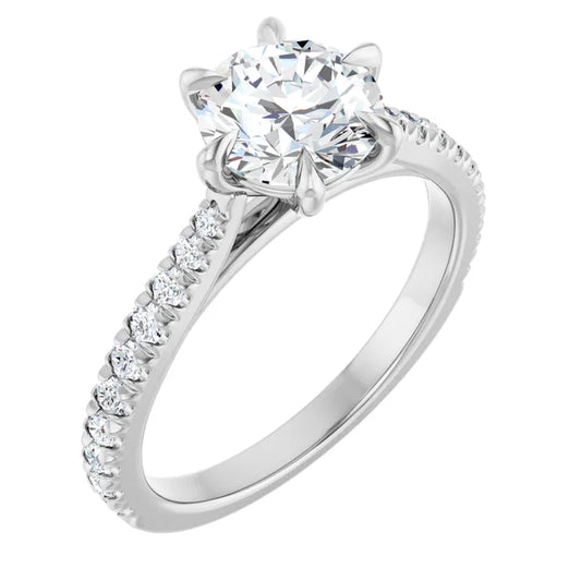 Round Brilliant Six Claw Set Style Engagement Ring