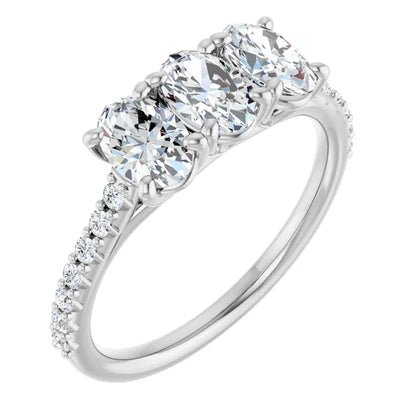 Oval Tri -Stone Style Engagement Ring