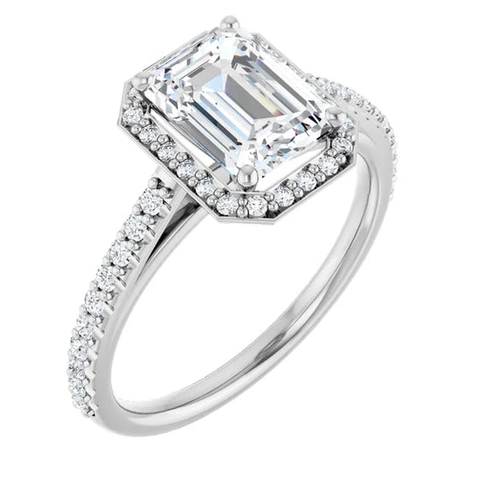 Emerald Halo Style Engagement Ring