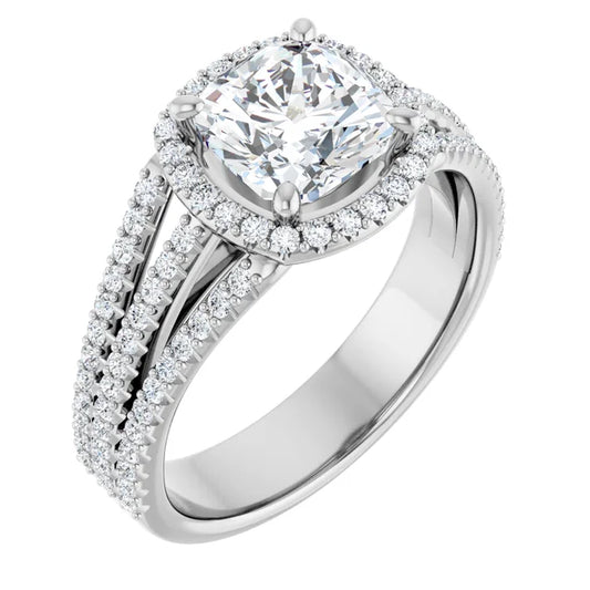 Cushion Halo Style Engagement Ring
