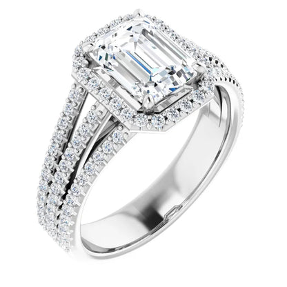 Emerald Halo Style Engagement Ring