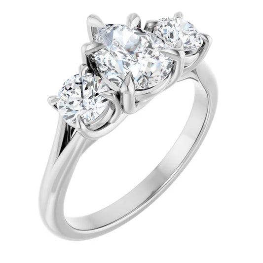 Pear White Gold Tri Stone Moissanite Engagement Ring 